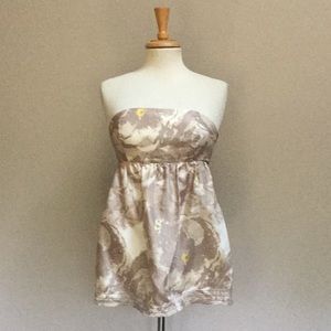 Beautiful empire waist silk strapless top